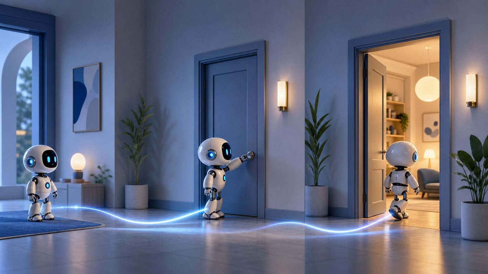ロボットがドアを開けて目的の部屋へ移動する状態遷移