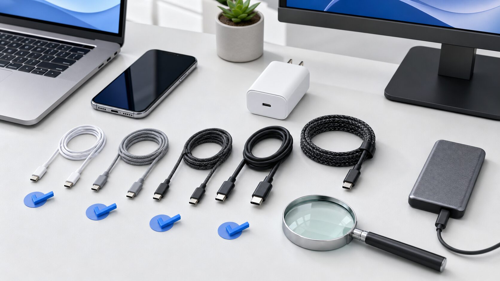 USB Type-Cで充電・データ転送・映像出力をまとめるイメージ