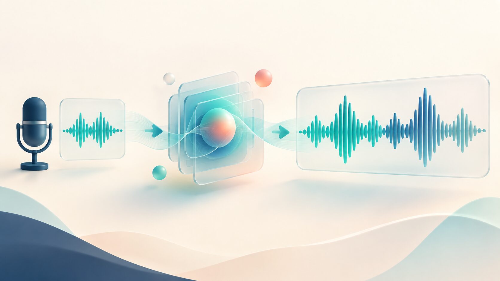 短い参照音声から話者の特徴を引き継いだ新しい読み上げ音声を生成する概念図